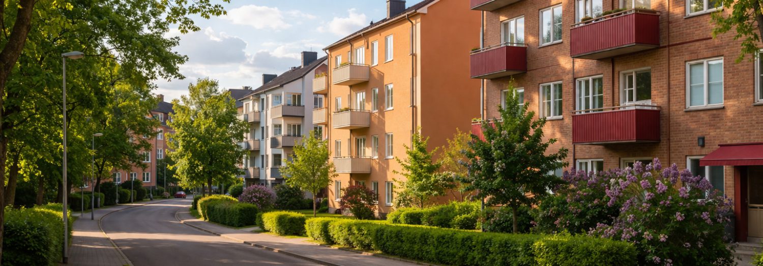 Bostadsområde i Borlänge med villor och tak